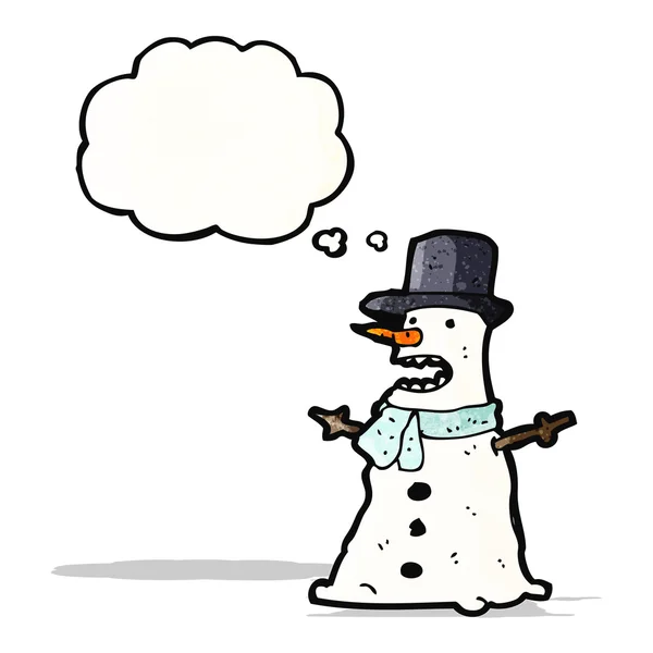 Cartoon snowman in top hat — Stock Vector