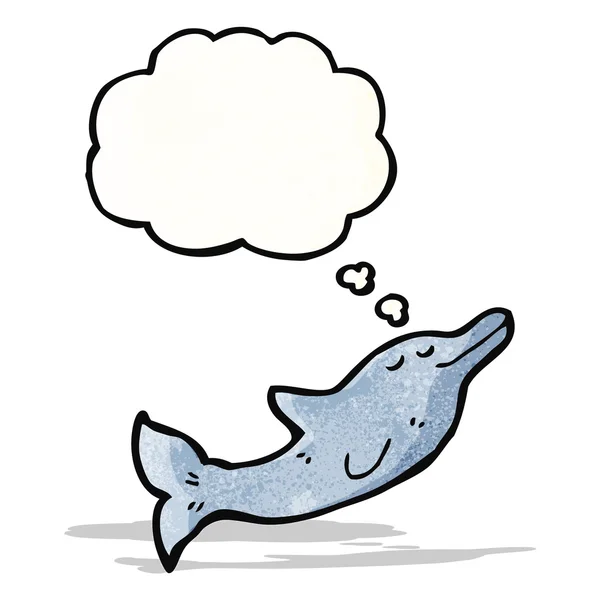 Dolphin with thought bubble cartoon — Stock Vector