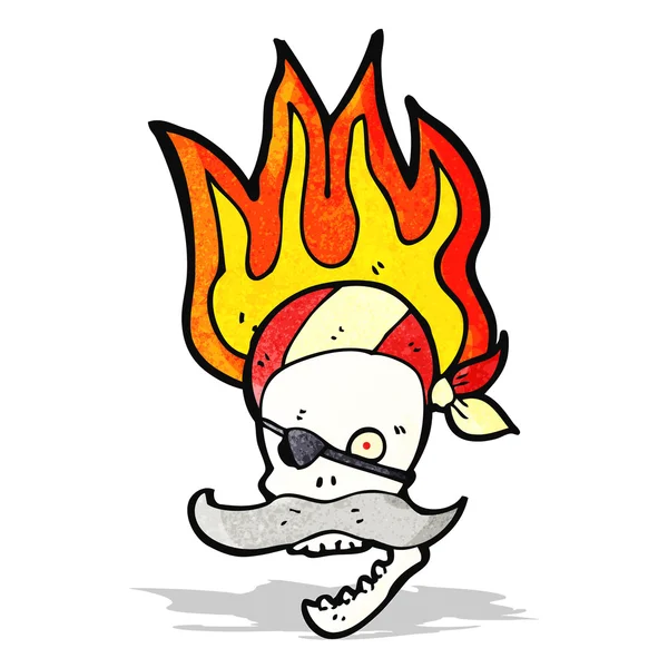 卡通片燃烧海盗头盖骨 — 图库矢量图片