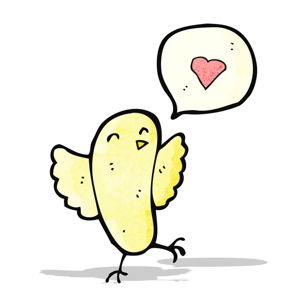 Tecknade fågeln med kärlek hjärta — Stock vektor