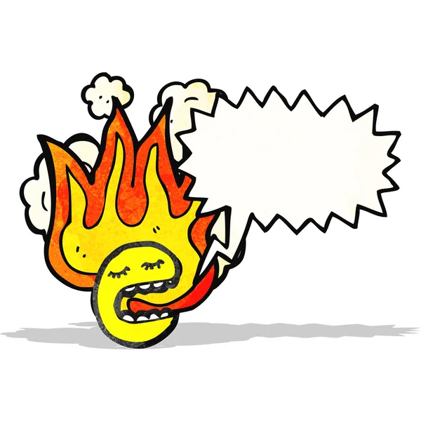 Emoticon fiammeggiante faccia cartone animato — Vettoriale Stock