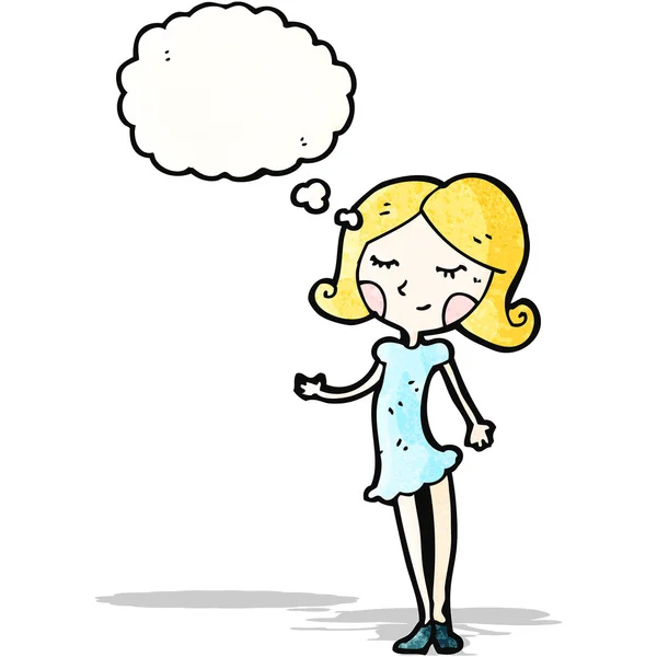 Chica bonita con burbuja de pensamiento — Vector de stock