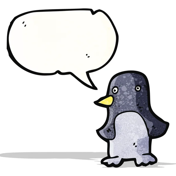 Pingüino de dibujos animados con burbuja del habla — Vector de stock