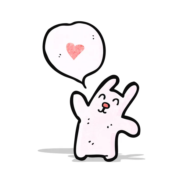 Conejo de dibujos animados con corazón de amor — Vector de stock