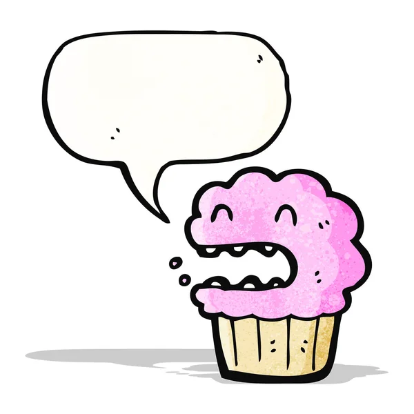 Cartoon cupcake met spraakbel — Stockvector