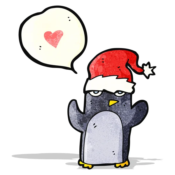Pinguino dei cartoni animati con cuore d'amore — Vettoriale Stock