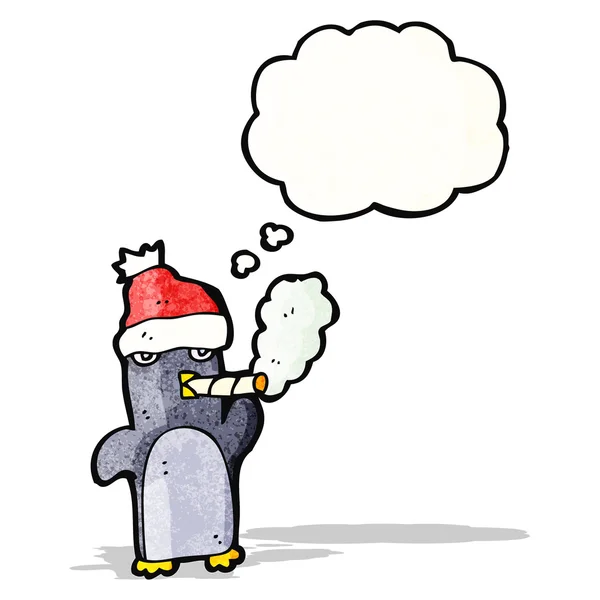 Cartoon-Pinguin raucht Zigarette — Stockvektor