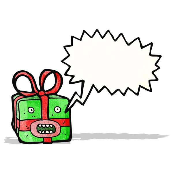 Monster kerst aanwezig cartoon — Stockvector