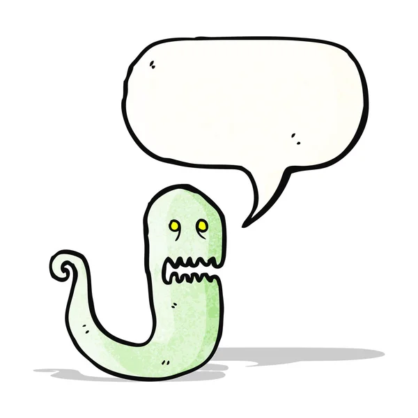 Fantasma de dibujos animados con burbuja de habla — Vector de stock