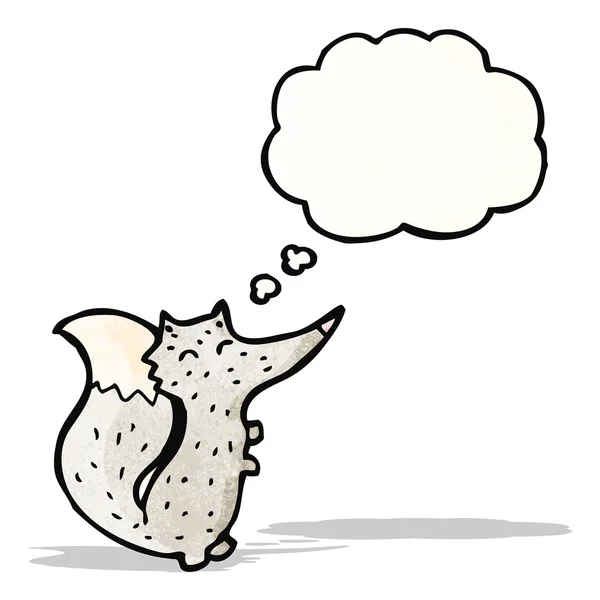 Cartone animato piccolo lupo con bolla di pensiero — Vettoriale Stock