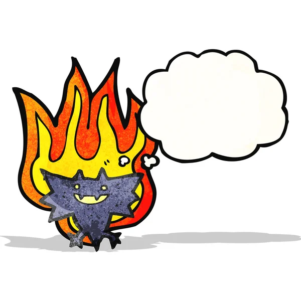Flaming bat cartoon — Stock Vector