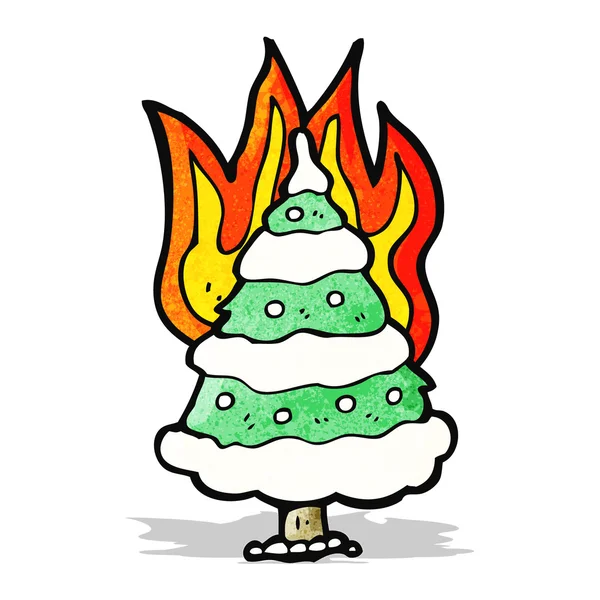 Yanan Noel ağacı karikatür — Stok Vektör