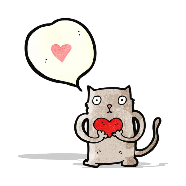 Gato de dibujos animados con corazón de amor — Archivo Imágenes Vectoriales