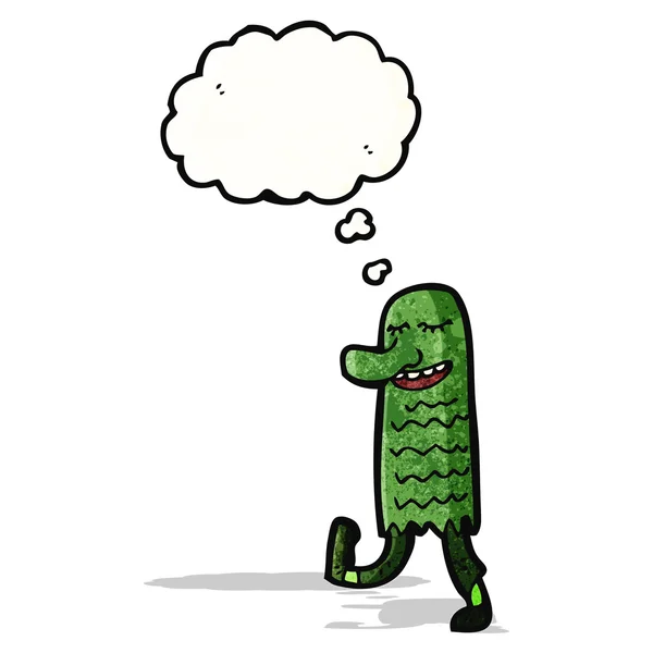 Grünes Monster mit Gedankenblase — Stockvektor