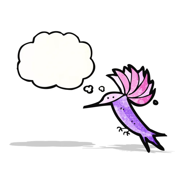 Dessin animé colibri avec bulle de pensée — Image vectorielle