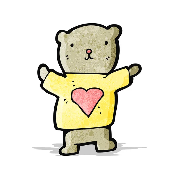 Teddybär mit Liebe Herz Cartoon — Stockvektor