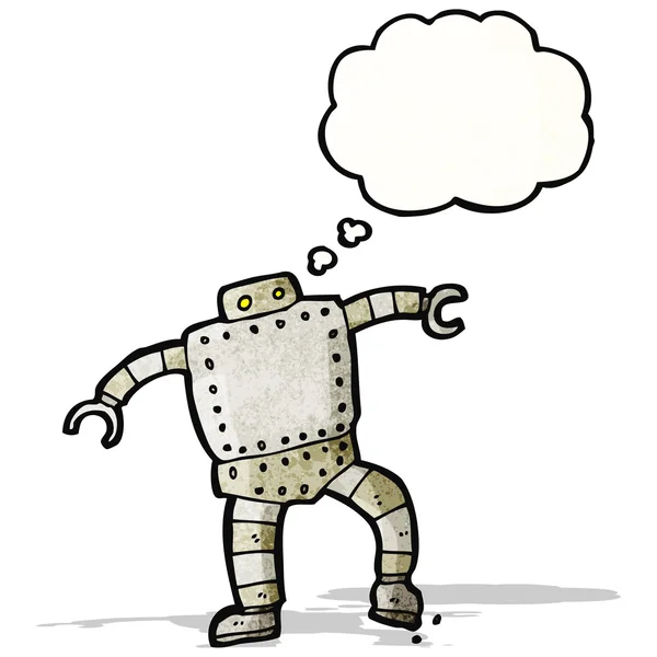 Robot de dibujos animados con burbuja de pensamiento — Vector de stock