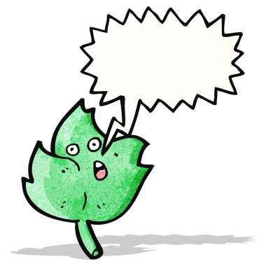 karikatür yaprak ile konuşma balonu