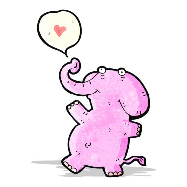 Aşk dolu karikatür fili.