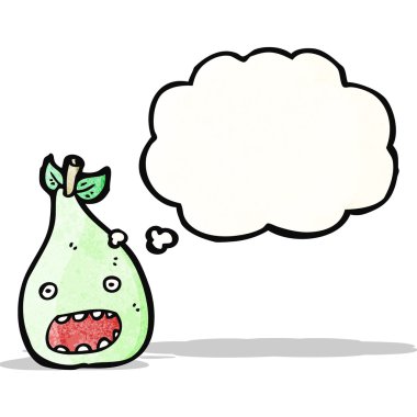 karikatür armut ile düşünce balonu