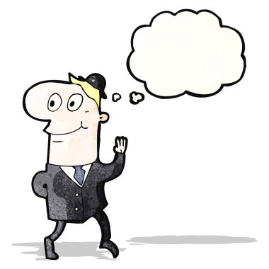 karikatür işadamı çalışmak için yürüyüş