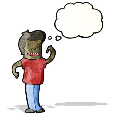 düşünce balonu ile kendine güvenen adam çizgi film