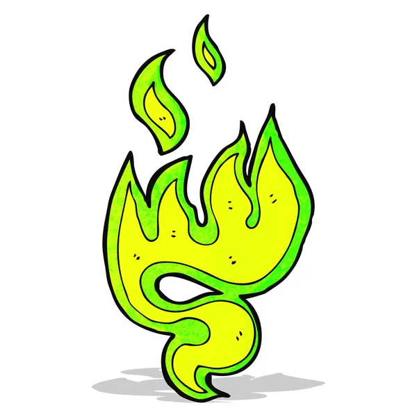 Símbolo de fuego verde de dibujos animados — Archivo Imágenes Vectoriales