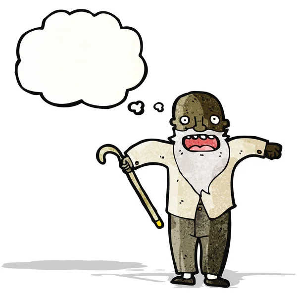 歩行棒を持つ漫画の老人 — ストックベクタ