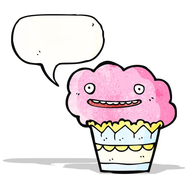 Cartoon cupcake met spraakbel — Stockvector