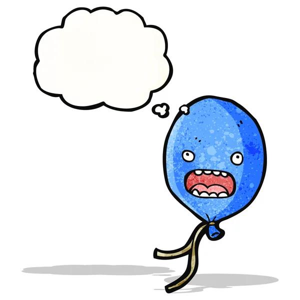 Ballon bleu dessin animé avec bulle de pensée — Image vectorielle