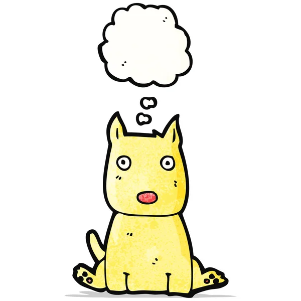 Pequeño perro de dibujos animados con burbuja de pensamiento — Vector de stock