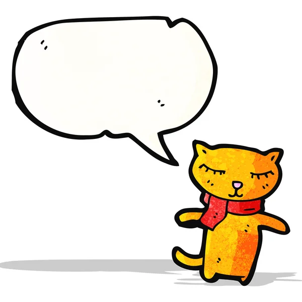 Feliz desenho animado gato com bolha de fala — Vetor de Stock