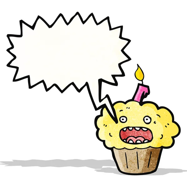 Schreeuwen cupcake cartoon — Stockvector