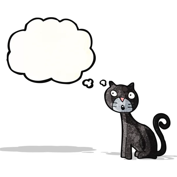 Черная кошка с мыслепузырём — стоковый вектор