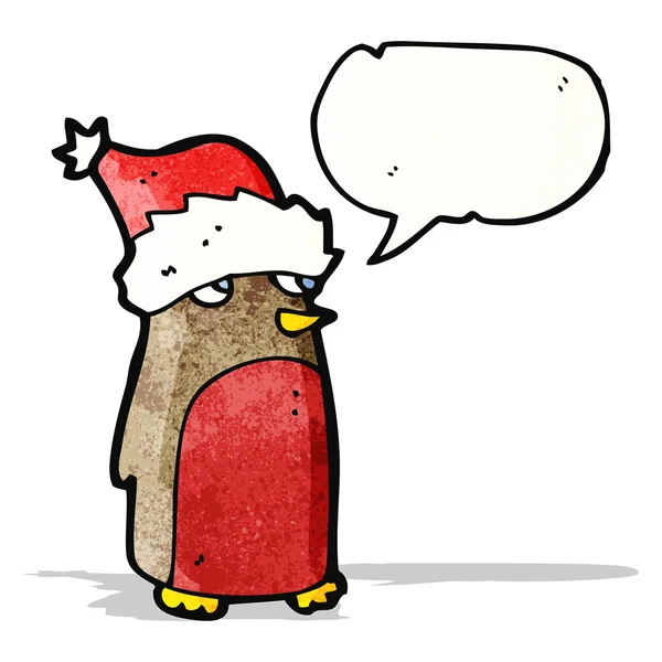 Cartoon robin with santa hat — Stock Vector