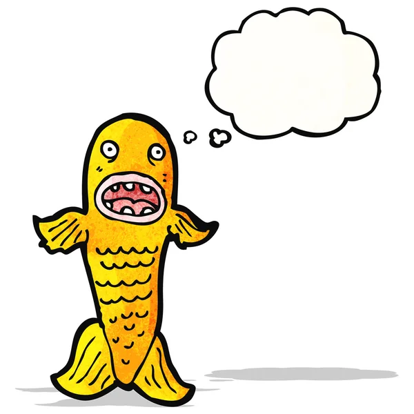 Zeichentrickfisch mit Gedankenblase — Stockvektor