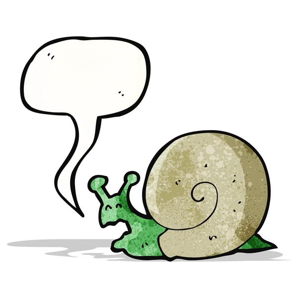 Escargot avec discours bulle dessin animé — Image vectorielle