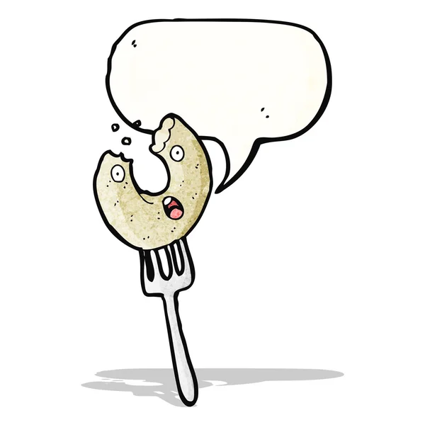Donut sur la fourchette dessin animé — Image vectorielle