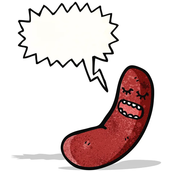 Cartoon sausage with speech bubble — Stock Vector