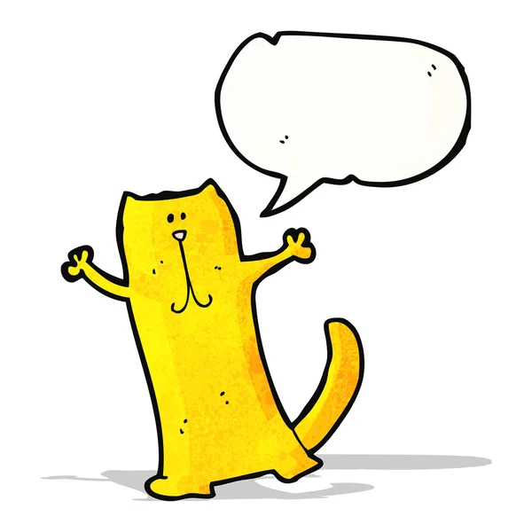 Divertido gato de dibujos animados con burbuja de habla — Vector de stock