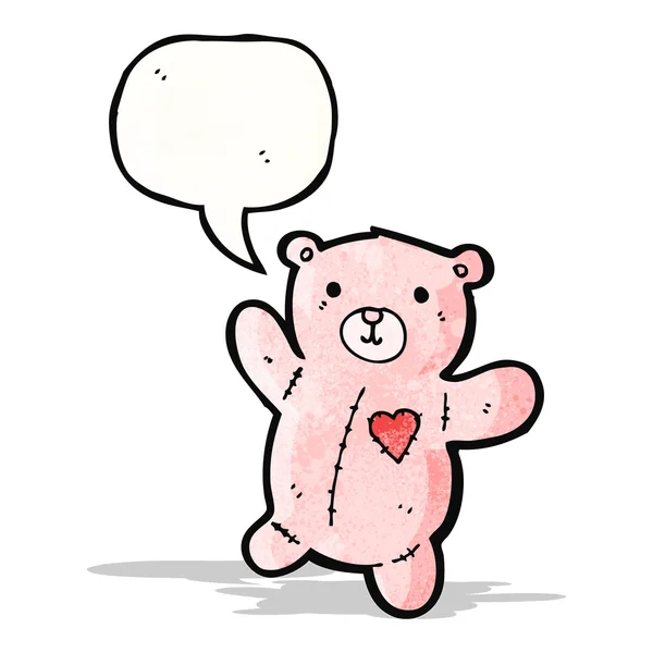 Cartoon pink teddy bear with speech bubble — Stock Vector