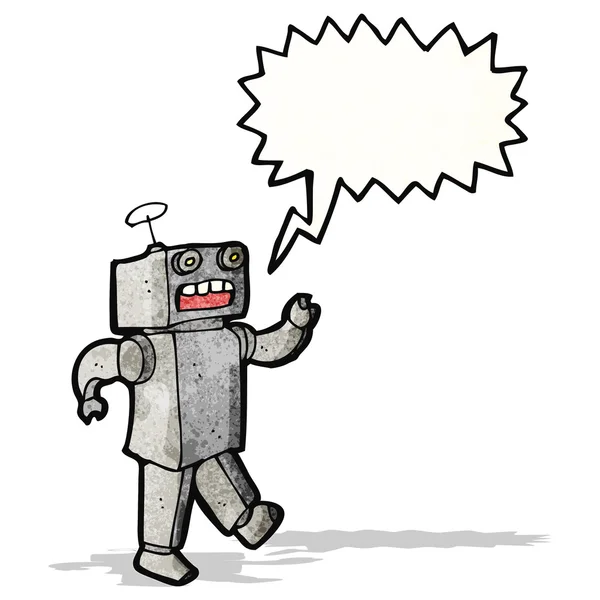 Robot divertido de dibujos animados con burbuja de habla — Vector de stock