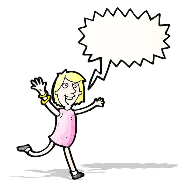 Dibujos animados alegre mujer gritando — Vector de stock
