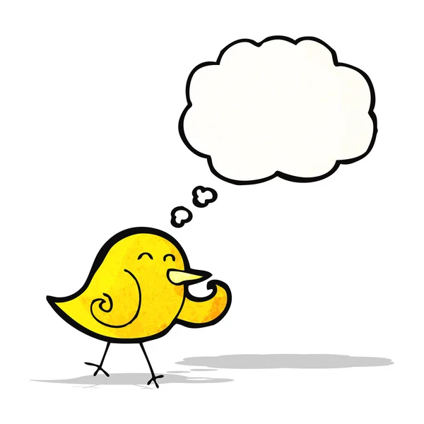 Desenho animado pássaro rindo com bolha de pensamento — Vetor de Stock