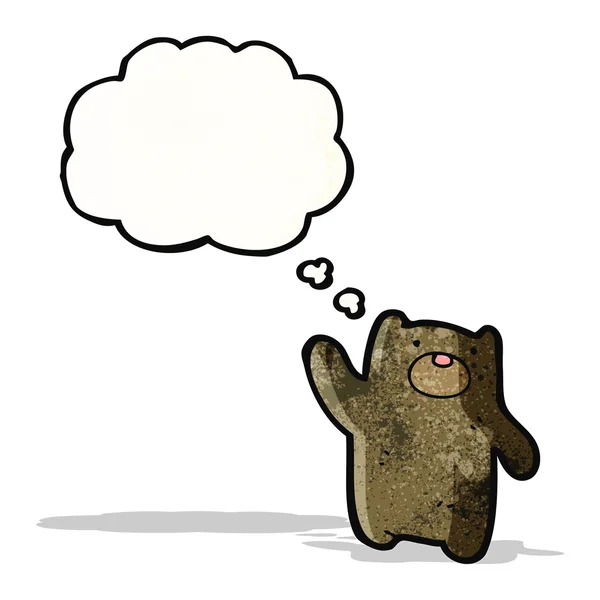 Γελοιογραφία μικρό αρκουδάκι με σκέψη φούσκα — Διανυσματικό Αρχείο