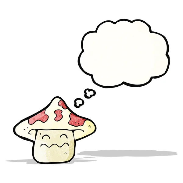Personagem de cogumelo mágico de desenhos animados com bolha de pensamento — Vetor de Stock