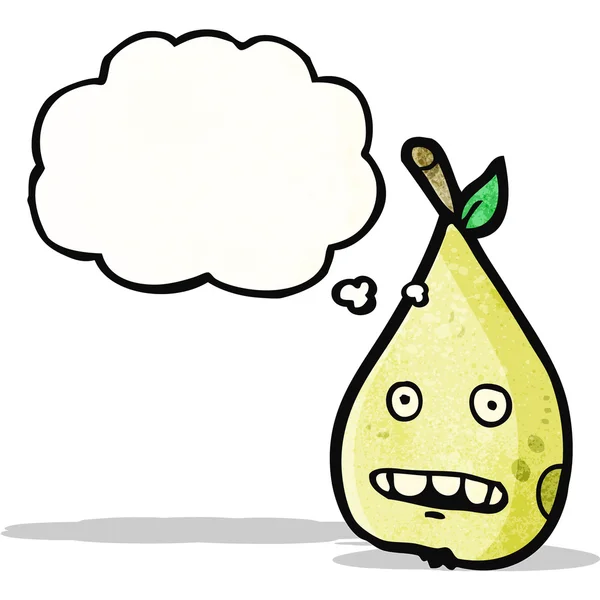 Cartoon pear with thought bubble — Stock Vector