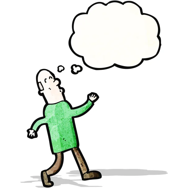 Karikatur eines Mannes mittleren Alters mit Gedankenblase — Stockvektor