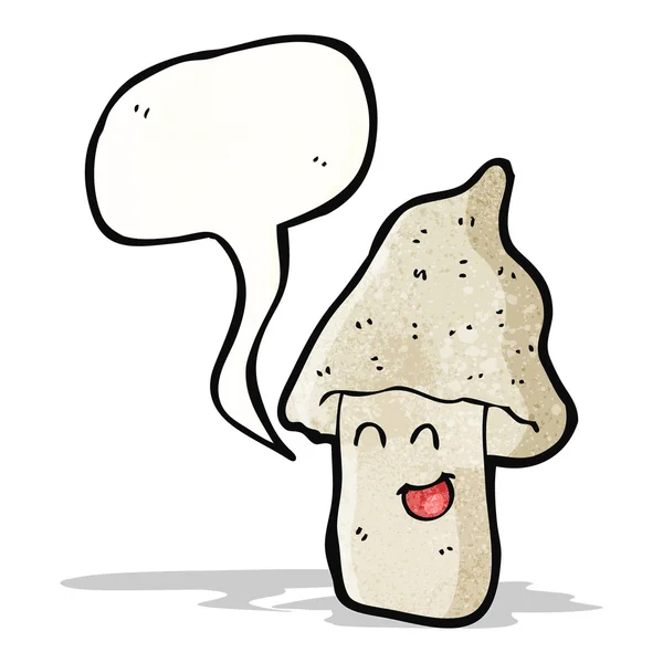 연설 거품 만화 행복 한 버섯 — 스톡 벡터