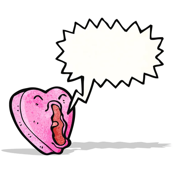 Cartoon screaming heart — Stock Vector